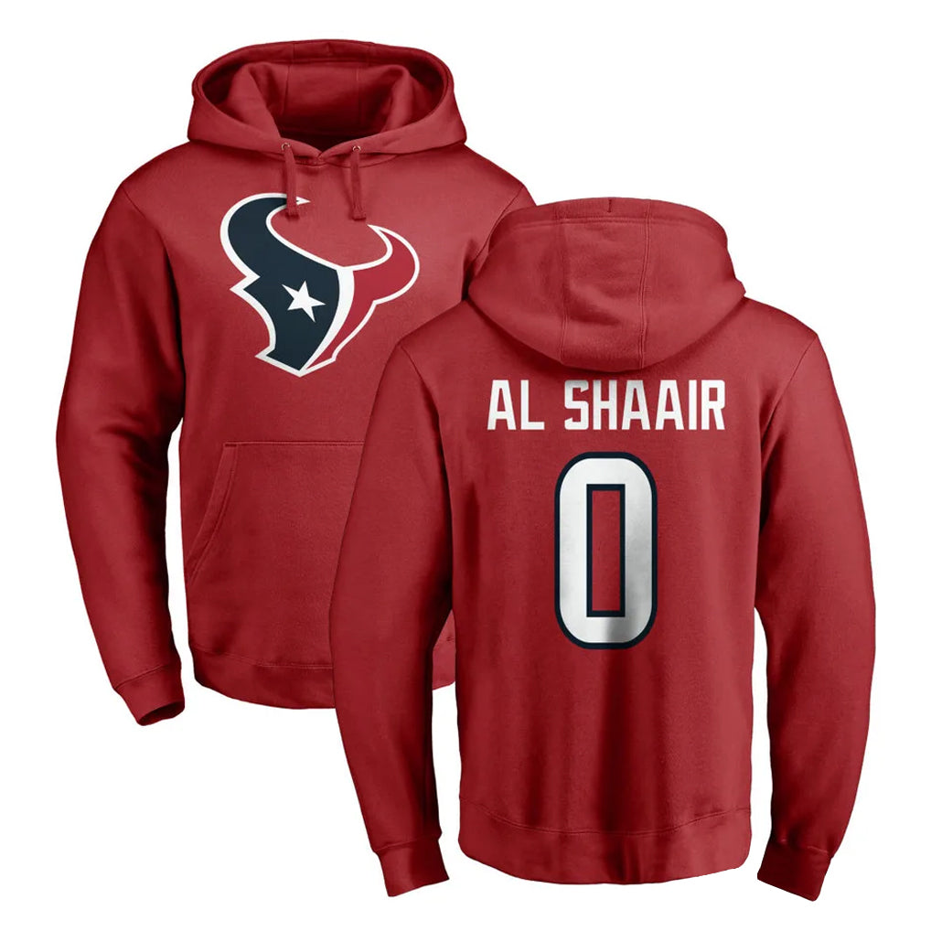 Tlead H.Texans #0 Azeez Al-Shaair Player Red Pro Line Pullover Hoodie Limited Game Stitched Jerseys