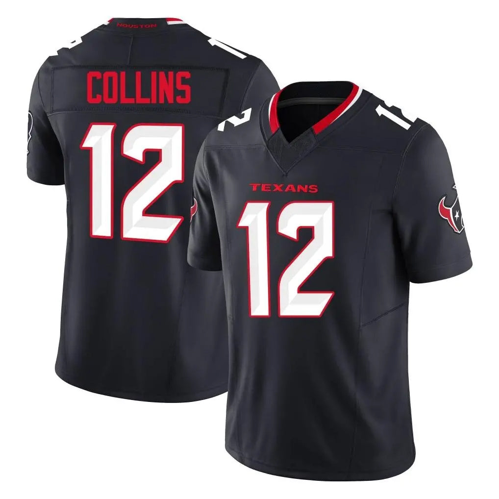 Tlead H.Texans #12 Nico Collins Player Navy Limited Vapor F.U.S.E. Home Game Stitched Jerseys