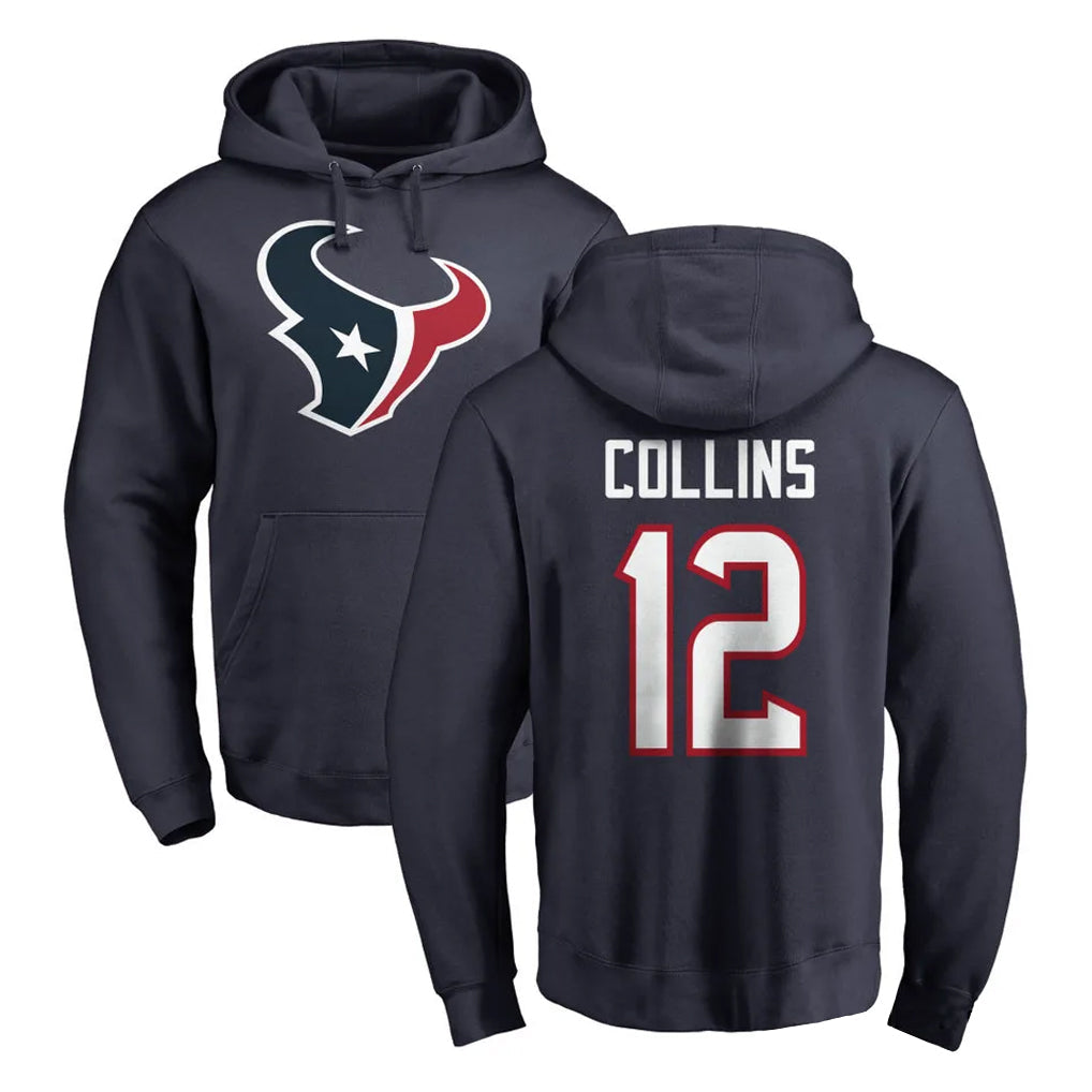 Tlead H.Texans #12 Nico Collins Player Navy Pro Line Pullover Hoodie Limited Game Stitched Jerseys