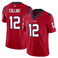Tlead H.Texans #12 Nico Collins Player Red Limited Vapor F.U.S.E. Home Game Stitched Jerseys