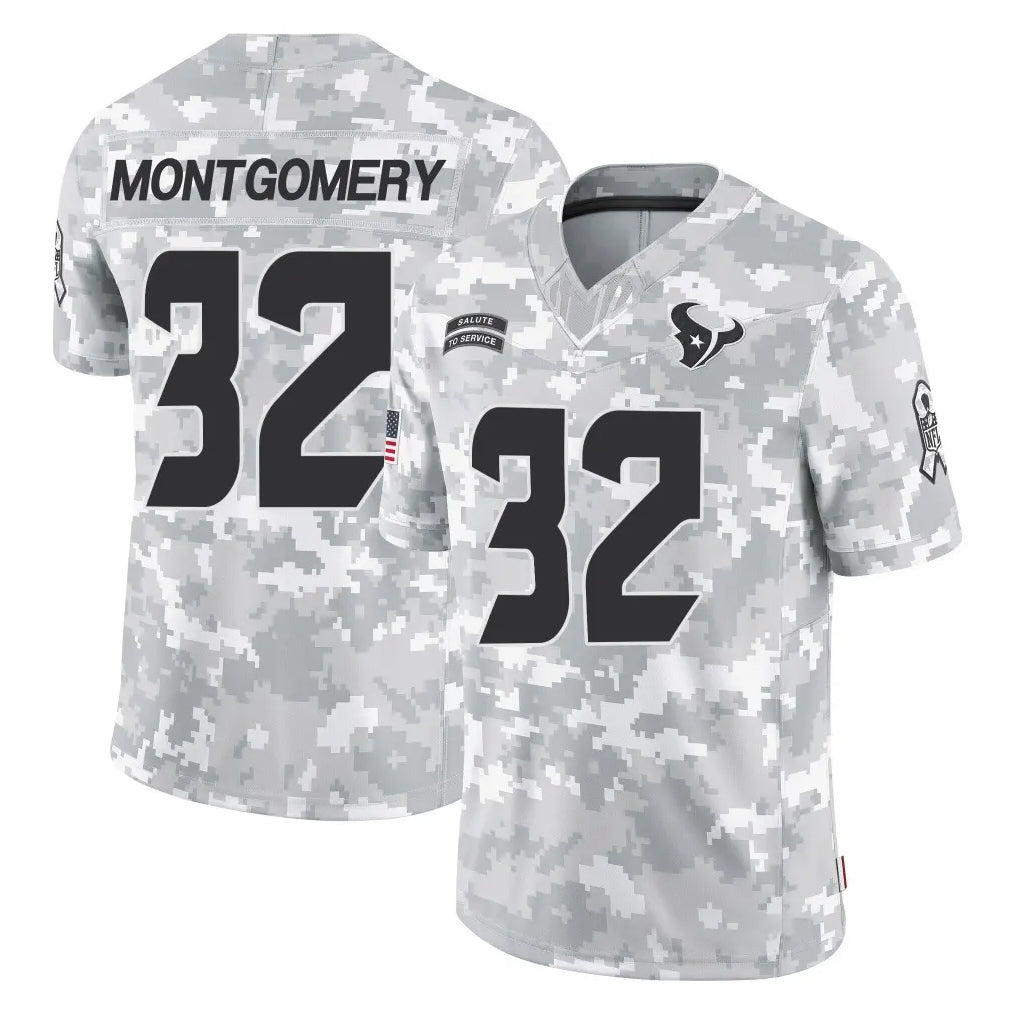 Tlead H.Texans #32 David Montgomery Player Arctic Camo Salute To Service Limited Game Stitched Jerseys