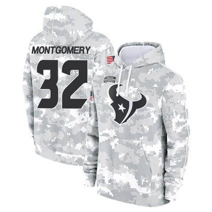 Tlead H.Texans #32 David Montgomery Player Arctic Camo Salute to Service Hoodies Limited Game Stitched Jerseys