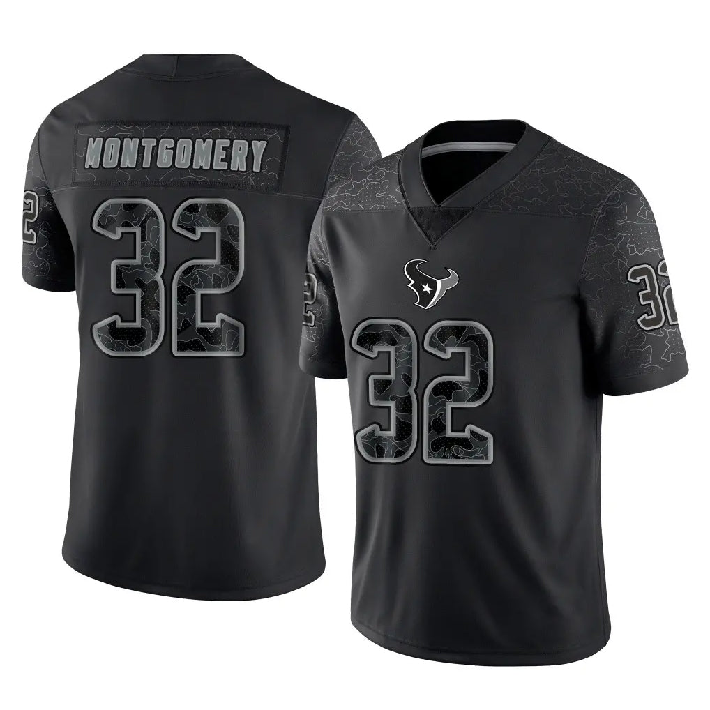 Tlead H.Texans #32 David Montgomery Player Black Reflective Limited Game Stitched Jerseys