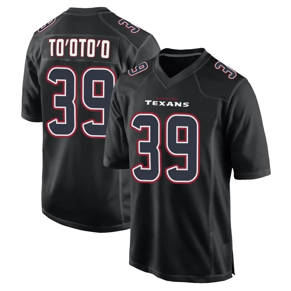Tlead H.Texans #39 Henry To'oTo'o Player Black Fashion Home Game Stitched Jerseys