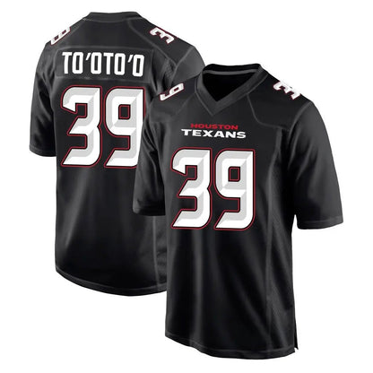 Tlead H.Texans #39 Henry To'oTo'o Player Carbon Black Fashion Home Game Stitched Jerseys
