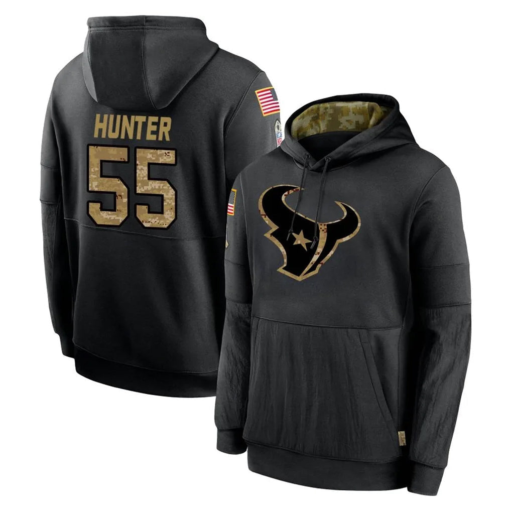 Tlead H.Texans #55 Danielle Hunter Player Black Salute to Service Hoodies Limited Game Stitched Jerseys