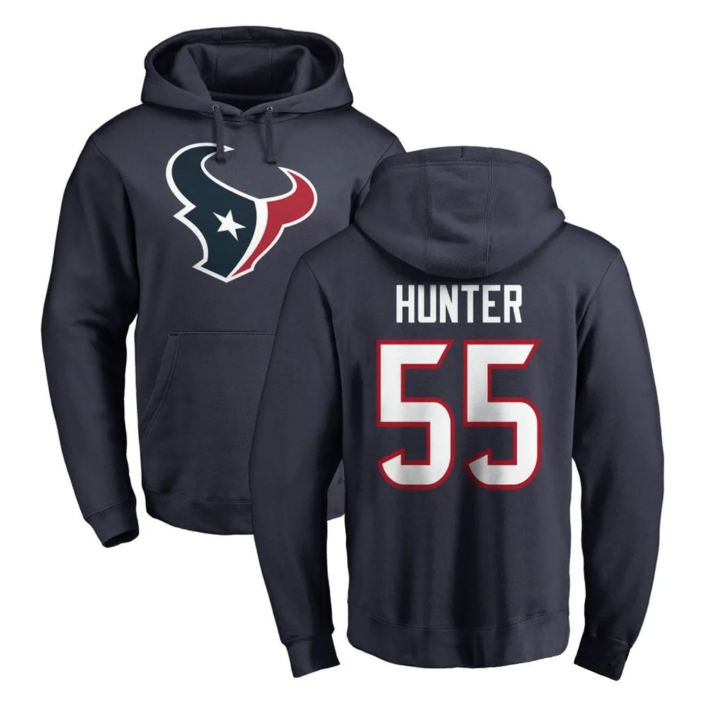 Tlead H.Texans #55 Danielle Hunter Player Navy Pro Line Pullover Hoodie Limited Game Stitched Jerseys