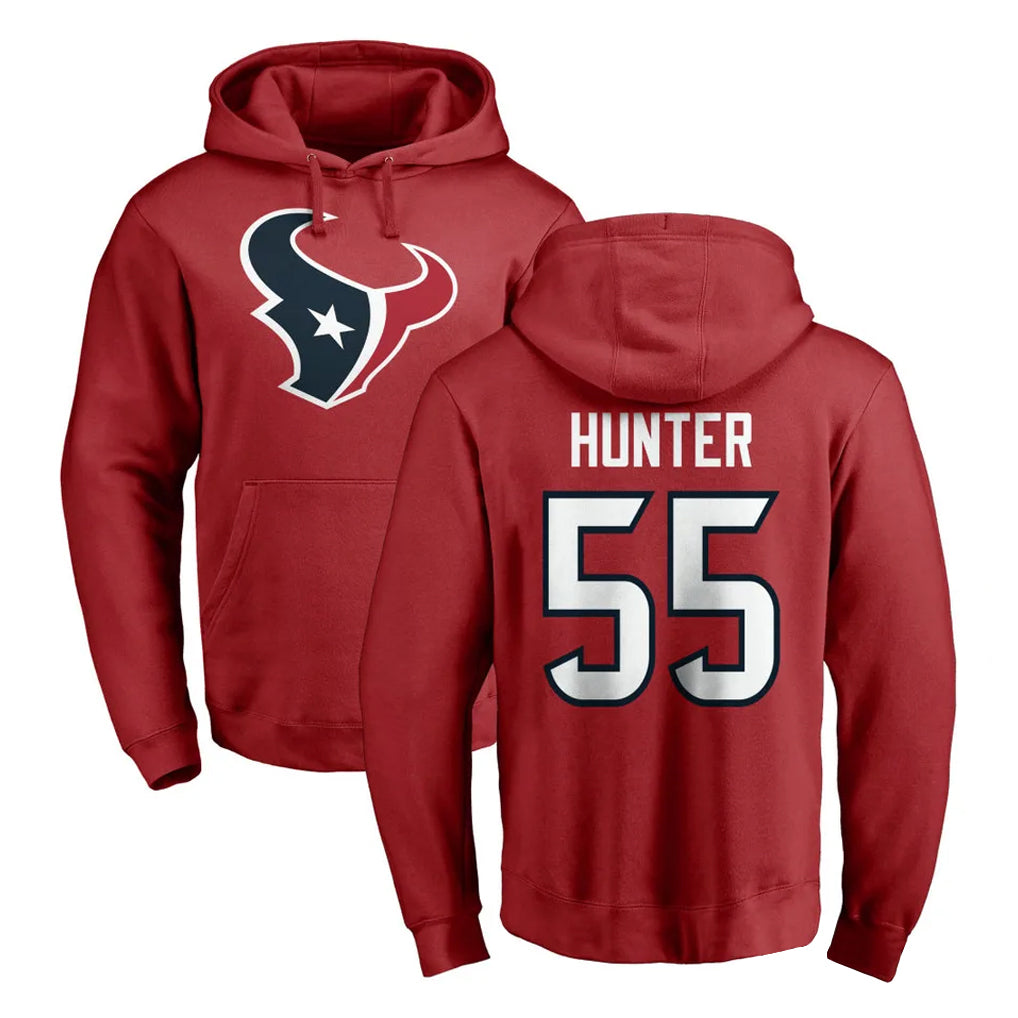 Tlead H.Texans #55 Danielle Hunter Player Red Pro Line Pullover Hoodie Limited Game Stitched Jerseys