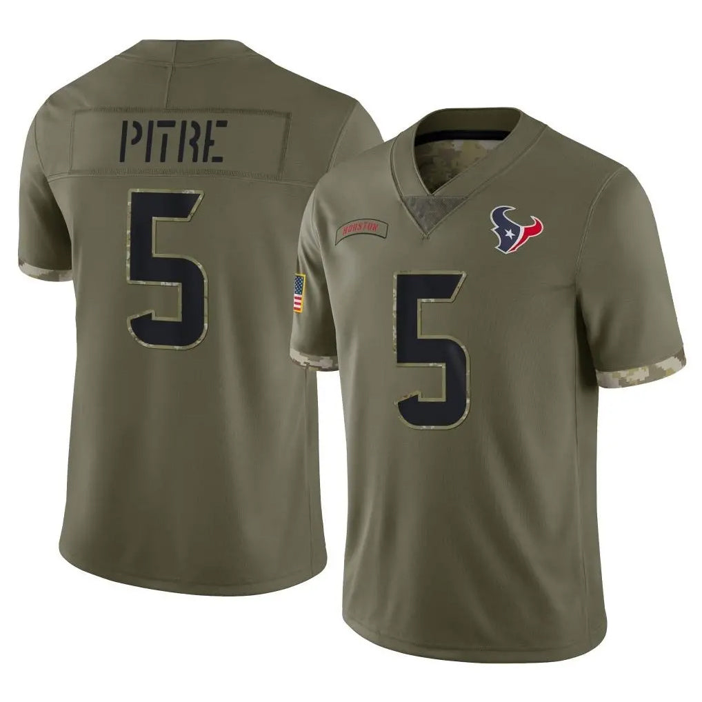 Tlead H.Texans #5 Jalen Pitre Player Olive Salute To Service Limited Stitched Jerseys