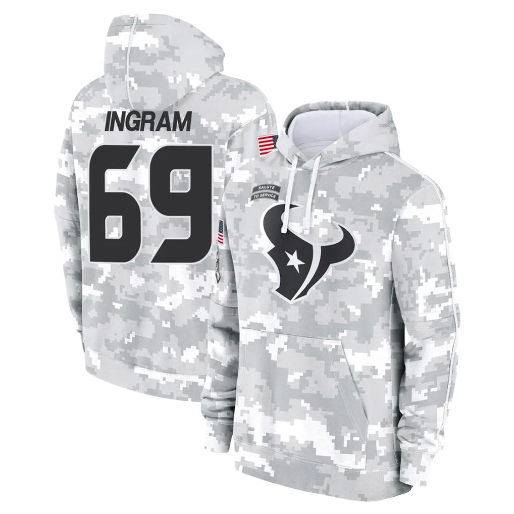 Tlead H.Texans #69 Ed Ingram Player Arctic Camo Salute to Service Hoodies Limited Game Stitched Jerseys