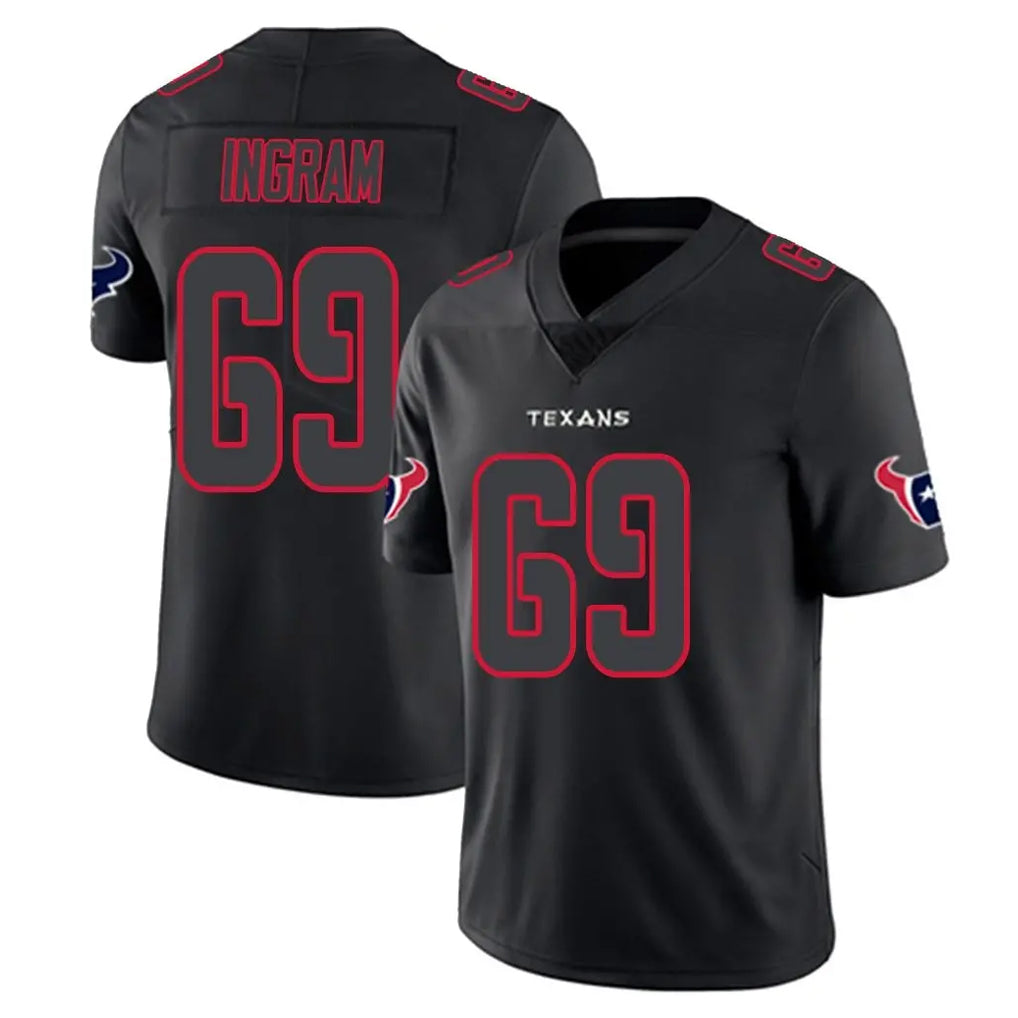 Tlead H.Texans #69 Ed Ingram Player Black Impact Limited Game Stitched Jerseys