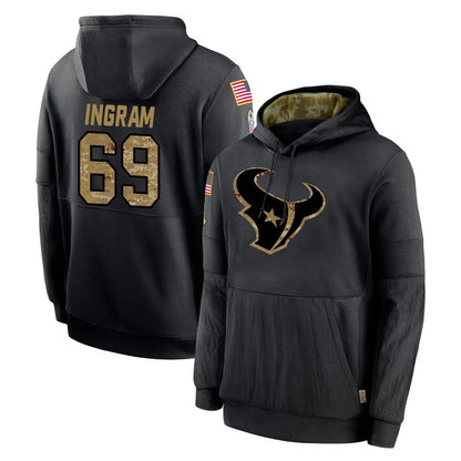 Tlead H.Texans #69 Ed Ingram Player Black Salute to Service Hoodies Limited Game Stitched Jerseys