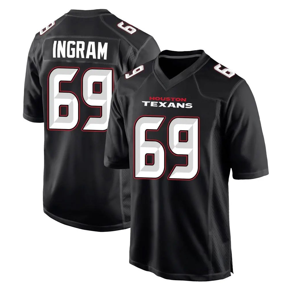 Tlead H.Texans #69 Ed Ingram Player Carbon Black Fashion Home Game Stitched Jerseys
