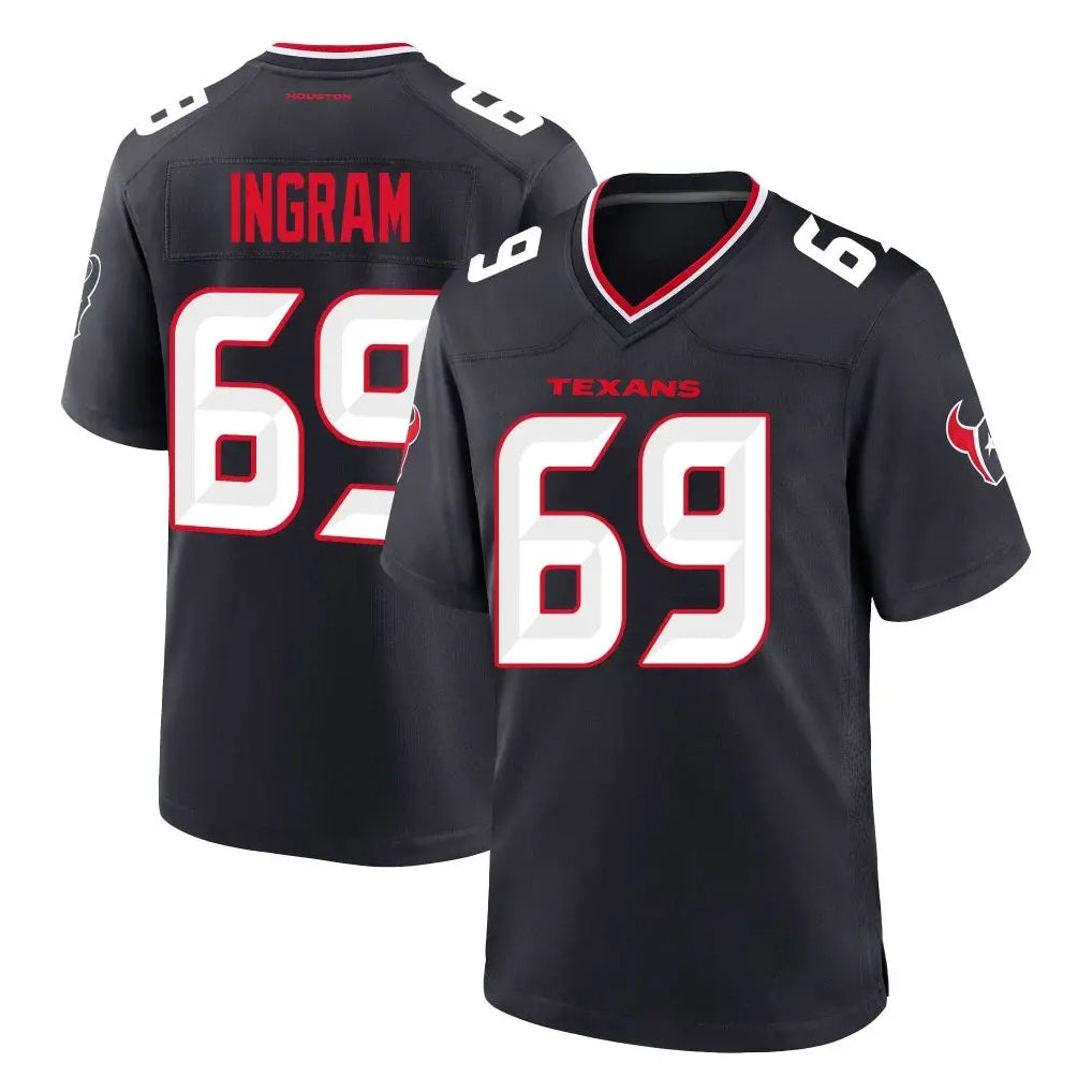 Tlead H.Texans #69 Ed Ingram Player Navy Team Home Game Stitched Jerseys