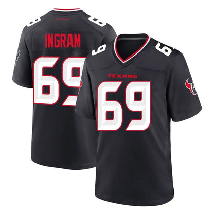 Tlead H.Texans #69 Ed Ingram Player Navy Team Home Game Stitched Jerseys