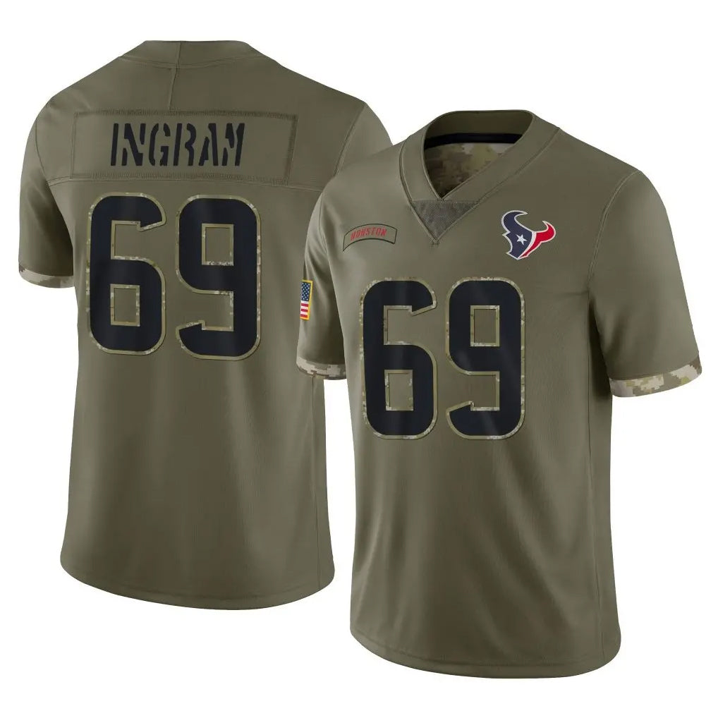 Tlead H.Texans #69 Ed Ingram Player Olive Salute To Service Limited Stitched Jerseys