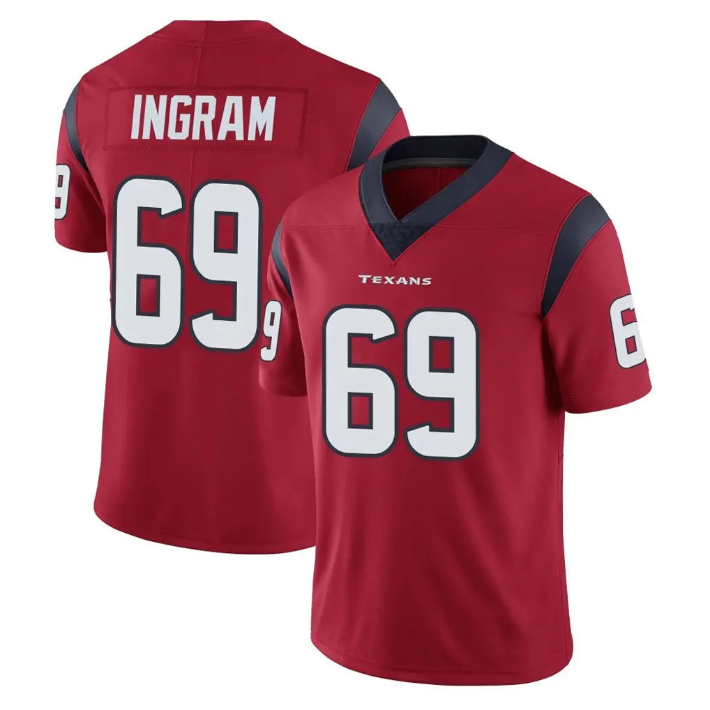 Tlead H.Texans #69 Ed Ingram Player Red Limited Vapor Untouchable Home Game Stitched Jerseys