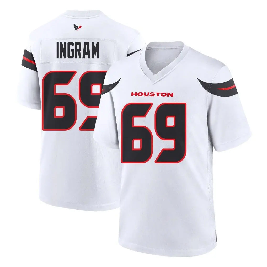 Tlead H.Texans #69 Ed Ingram Player White Home Game Stitched Jerseys
