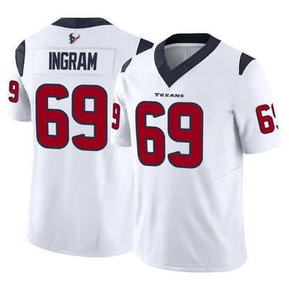 Tlead H.Texans #69 Ed Ingram Player White Limited Vapor F.U.S.E. Home Game Stitched Jerseys