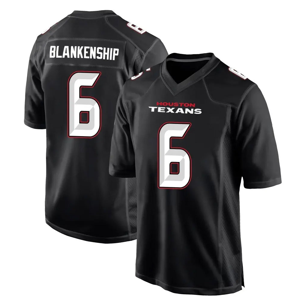 Tlead H.Texans #6 Reed Blankenship Player Carbon Black Fashion Home Game Stitched Jerseys