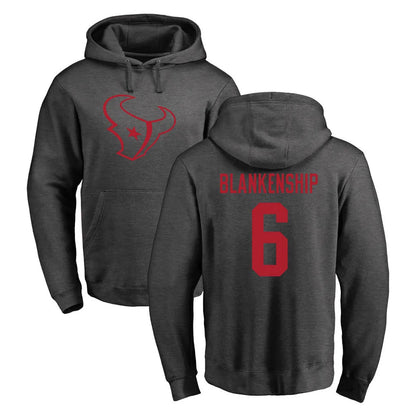 Tlead H.Texans #6 Reed Blankenship Player Gray Pro Line Pullover Hoodie Limited Game Stitched Jerseys