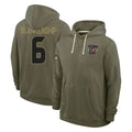 Tlead H.Texans #6 Reed Blankenship Player Olive Salute to Service Pullover Hoodies Limited Stitched Jerseys
