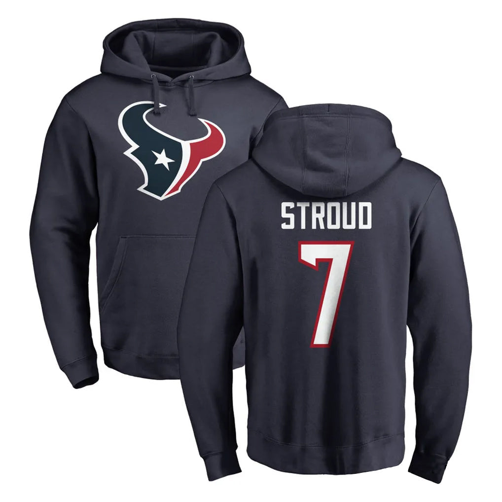 Tlead H.Texans #7 CJ Stroud Player Navy Pro Line Pullover Hoodie Limited Game Stitched Jerseys