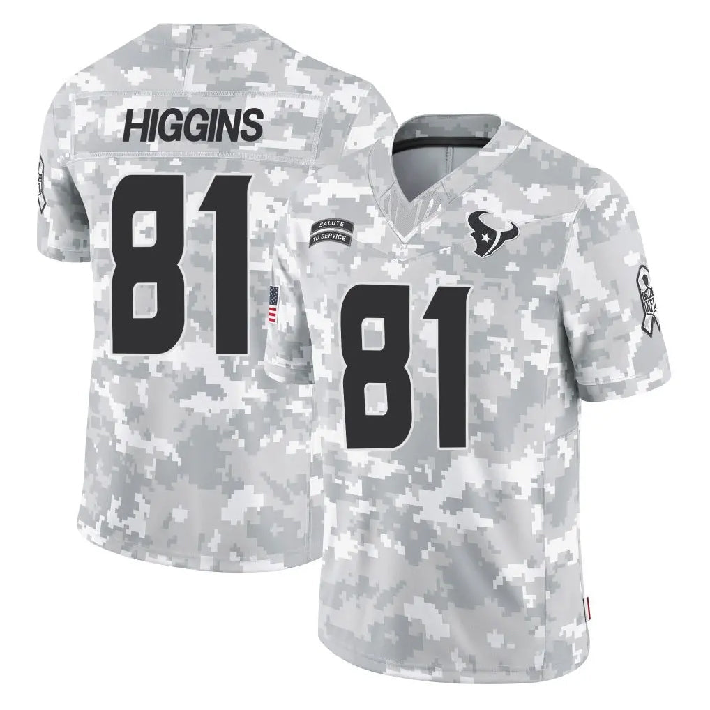 Tlead H.Texans #81 Jayden Higgins Player Arctic Camo Salute To Service Limited Game Stitched Jerseys