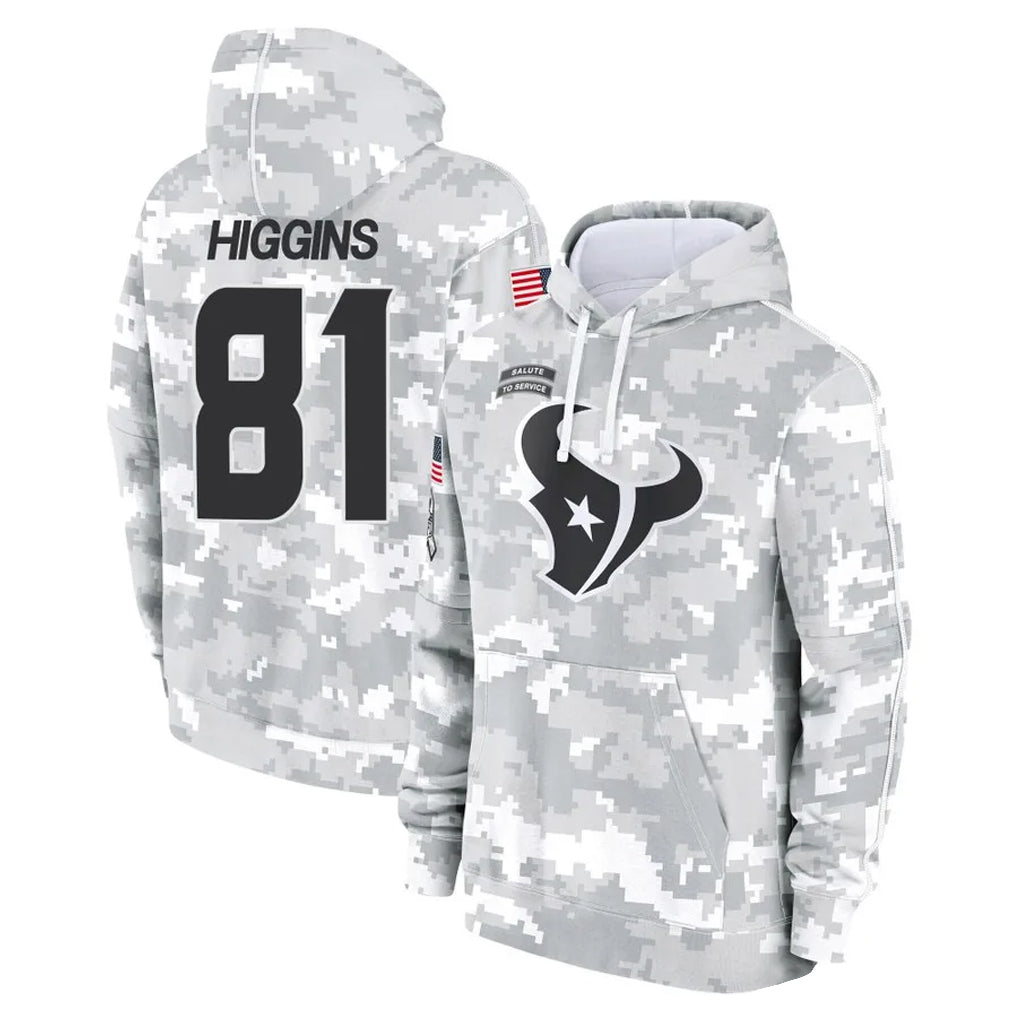 Tlead H.Texans #81 Jayden Higgins Player Arctic Camo Salute to Service Hoodies Limited Game Stitched Jerseys