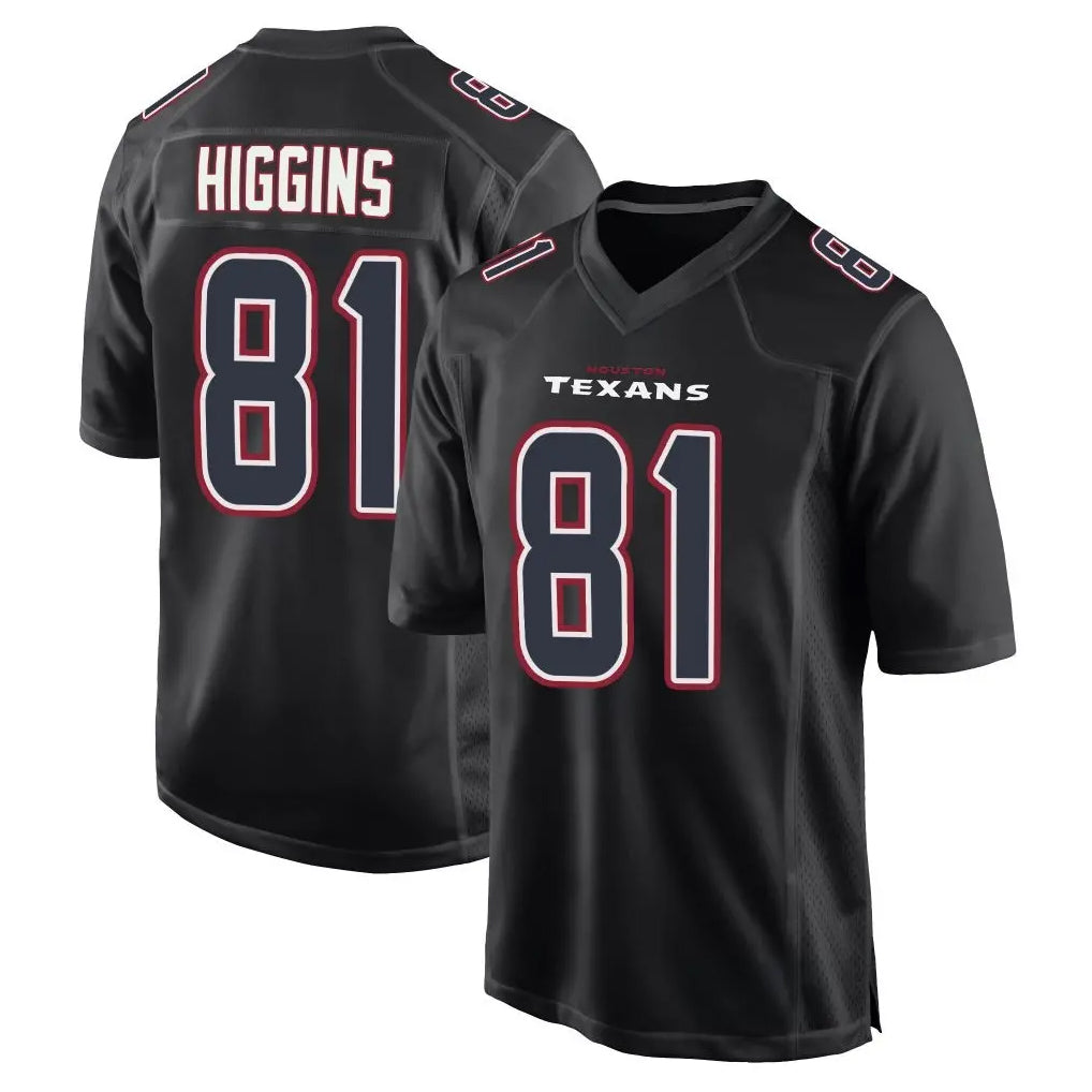 Tlead H.Texans #81 Jayden Higgins Player Black Fashion Home Game Stitched Jerseys