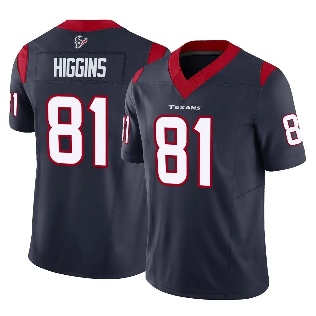 Tlead H.Texans #81 Jayden Higgins Player Navy Limited Vapor F.U.S.E. Home Game Stitched Jerseys