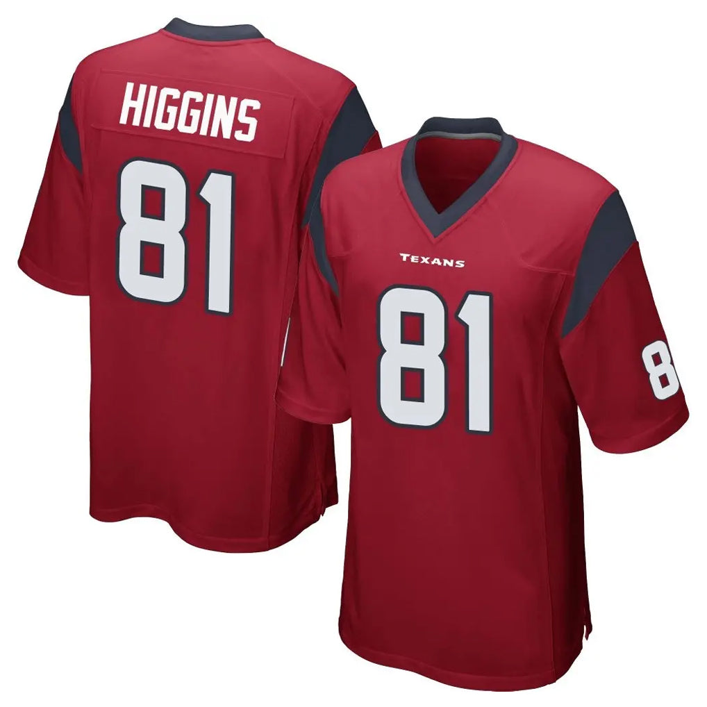 Tlead H.Texans #81 Jayden Higgins Player Red Home Game Stitched Jerseys