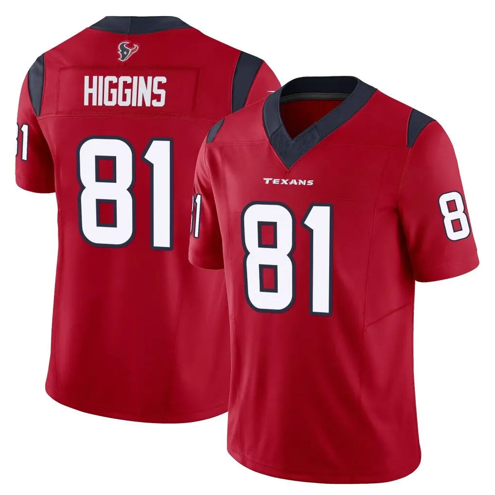 Tlead H.Texans #81 Jayden Higgins Player Red Limited Vapor F.U.S.E. Home Game Stitched Jerseys