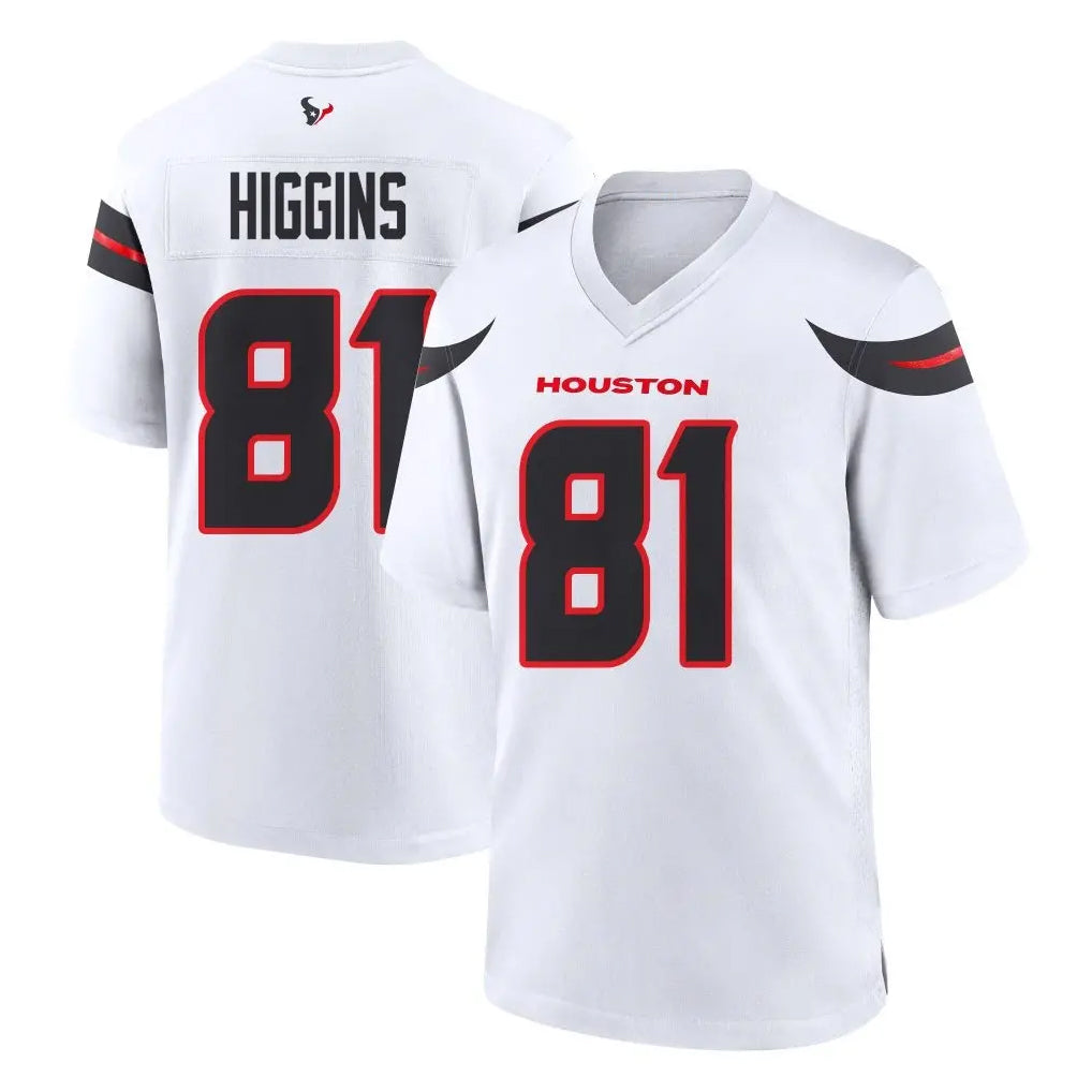 Tlead H.Texans #81 Jayden Higgins Player White Home Game Stitched Jerseys