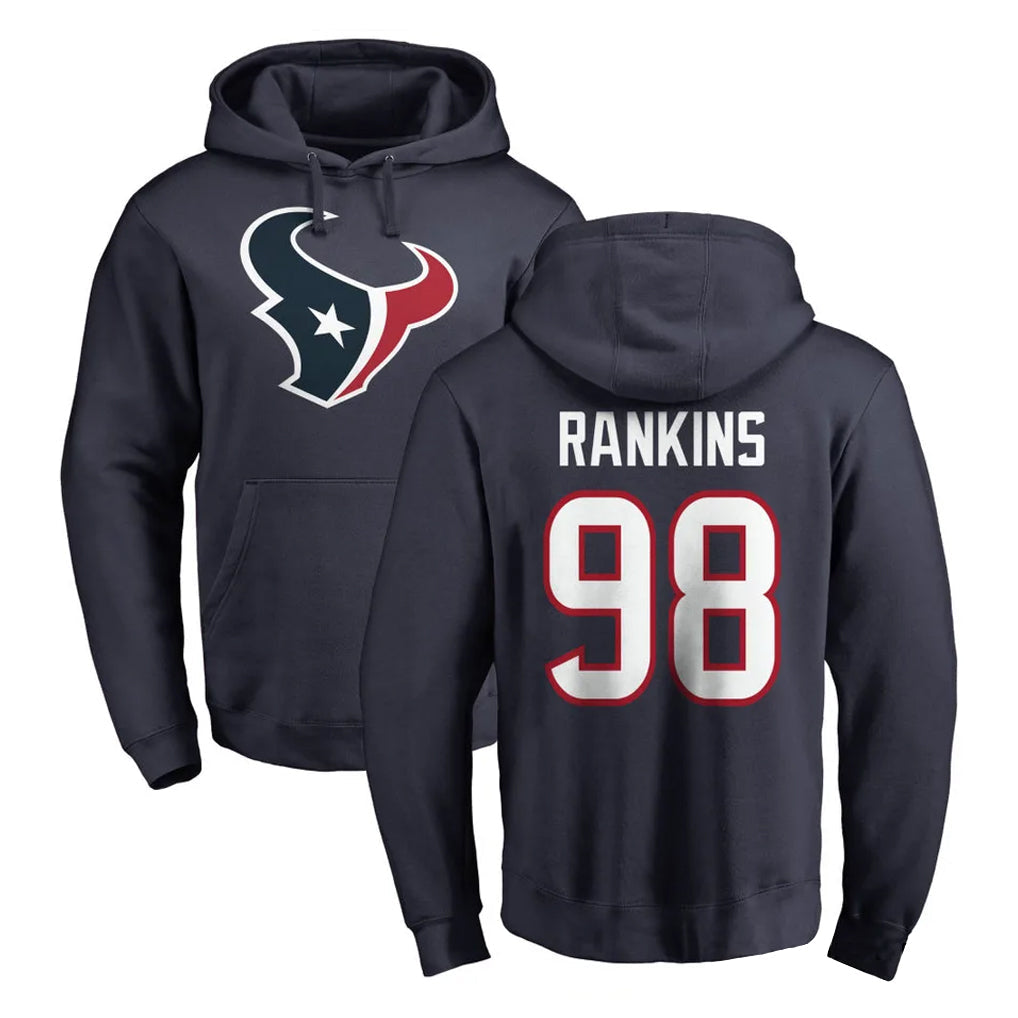 Tlead H.Texans #98 Sheldon Rankins Player Navy Pro Line Pullover Hoodie Limited Game Stitched Jerseys