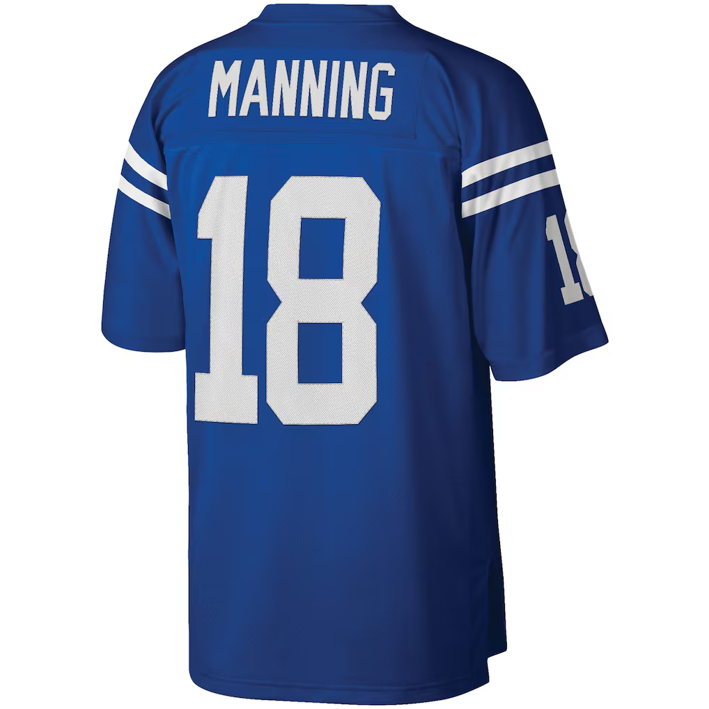 Tlead IN.Colts #18 Peyton Manning Mitchell & Ness Royal Big & Tall 1998 Retired Player Replica Stitched Puhic  Jersey