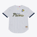 Tlead I.Pacers Mitchell & Ness White Head Coach Pinstripe Mesh Full-Button Baseball Jerseys