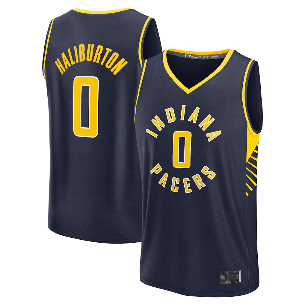 Tlead I.Pacers #0 Tyrese Haliburton  Navy Fast Break Replica Jerseys - Icon Edition