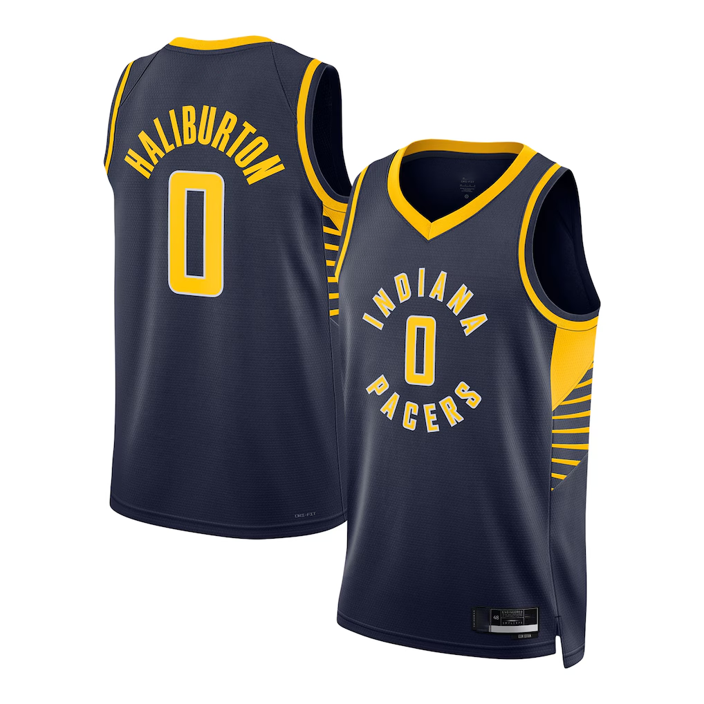 Tlead I.Pacers #0 Tyrese Haliburton Navy Swingman Jerseys - Icon Edition