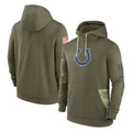 Tlead IN.Colts Olive Salute To Service Hoodies Limited Blank Player Stitched Jerseys