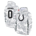 Tlead IN.Colts #0 Pharaoh Brown Player Arctic Camo Salute to Service Hoodies Limited Game Stitched Jerseys
