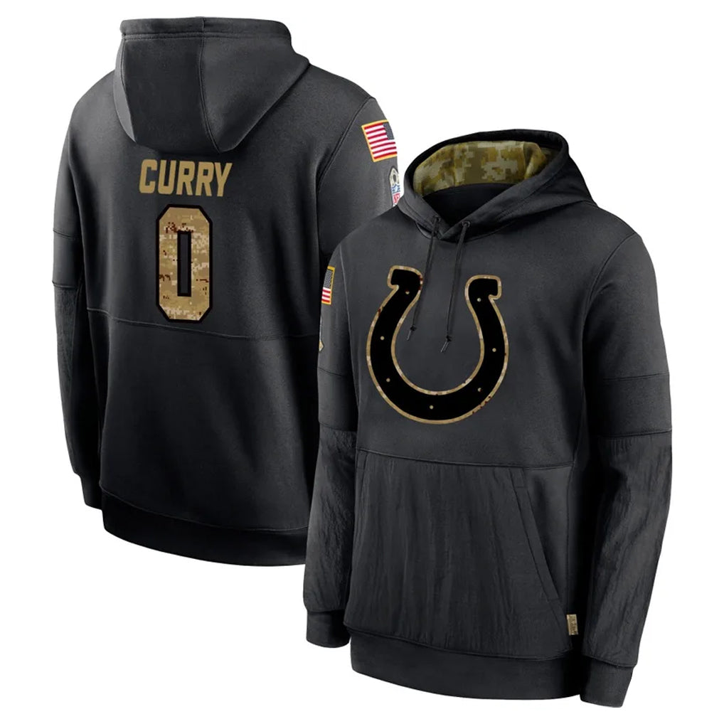 Tlead IN.Colts #0 Camryn Bynum Player Black Salute to Service Hoodies Limited Game Stitched Jerseys