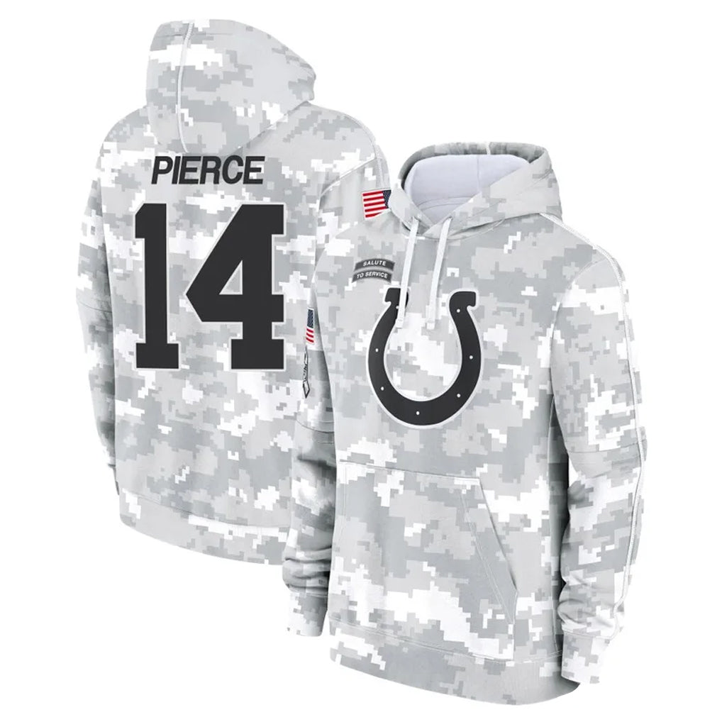Tlead IN.Colts #14 Alec Pierce Player Arctic Camo Salute to Service Hoodies Limited Game Stitched Jerseys