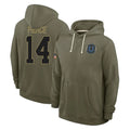 Tlead IN.Colts #14 Alec Pierce Player Olive Salute to Service Pullover Hoodies Limited Stitched Jerseys
