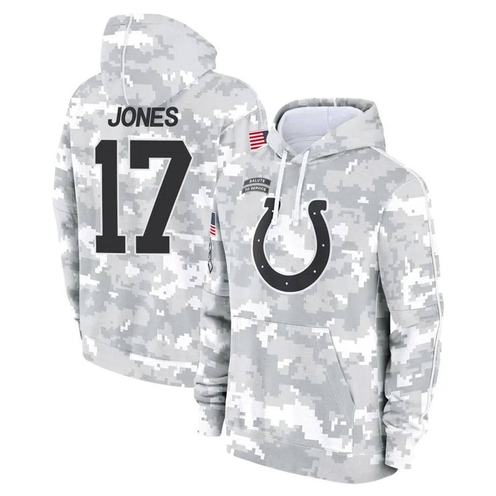 Tlead IN.Colts #17 Daniel Jones Player Arctic Camo Salute to Service Hoodies Limited Game Stitched Jerseys