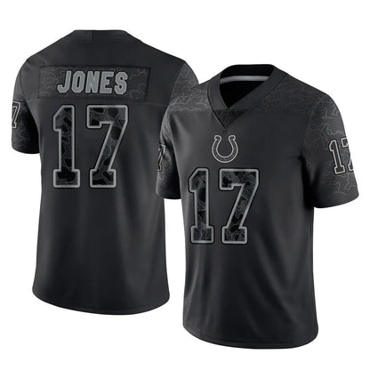 Tlead IN.Colts #17 Daniel Jones Player Black Reflective Limited Game Stitched Jerseys