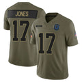 Tlead IN.Colts #17 Daniel Jones Player Salute to Service Limited Olive Stitched Jerseys