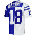 Tlead IN.Colts #18 Peyton Manning Mitchell & Ness Royal-White Split Legacy Replica Stitched Jerseys