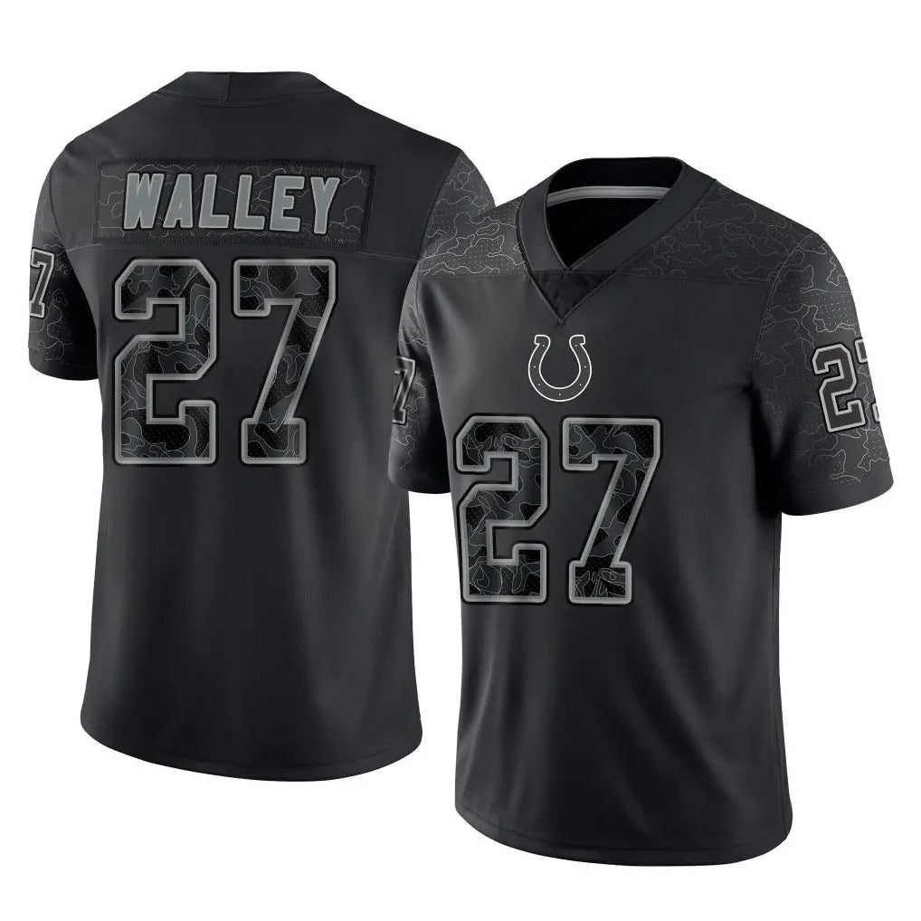Tlead IN.Colts #27 Justin Walley Player Black Reflective Limited Game Stitched Jerseys