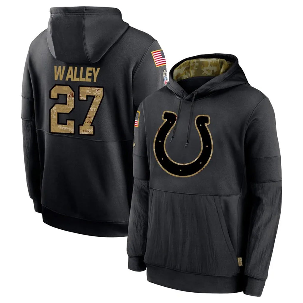 Tlead IN.Colts #27 Justin Walley Player Black Salute to Service Hoodies Limited Game Stitched Jerseys